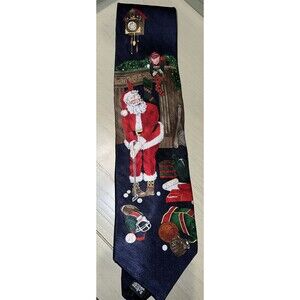 Holidays by MMG Mens Tie Christmas Red Santa Claus Golf Sports Silk Made in USA
